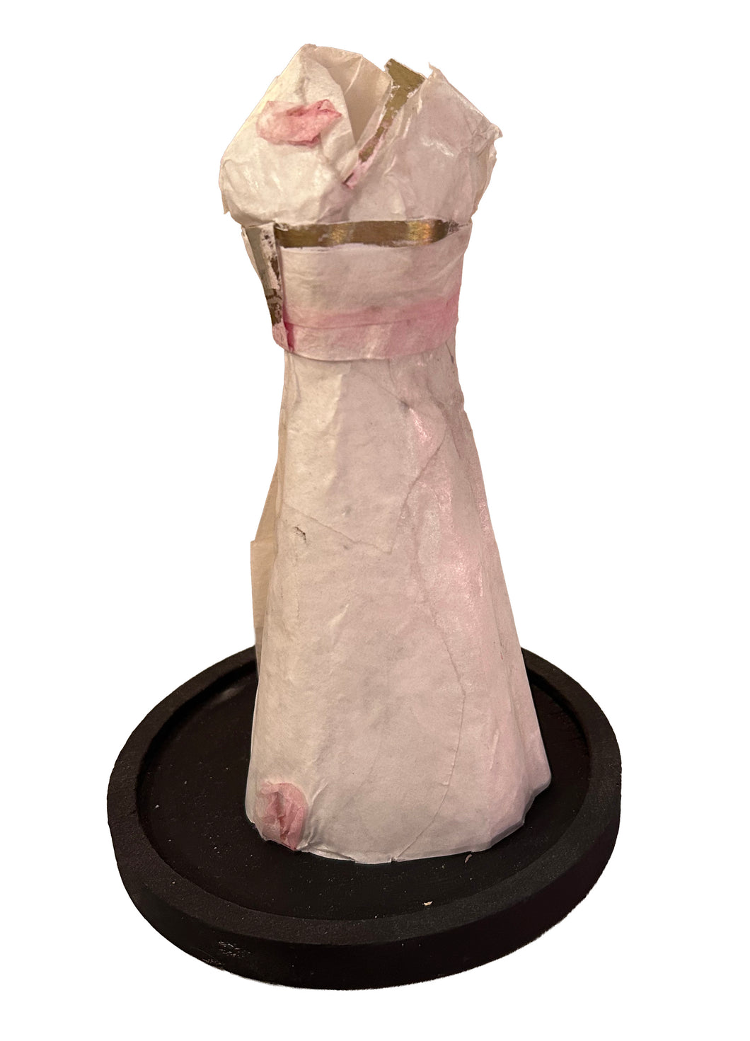 Handmade Miniature Paper Dress in a Glass Dome