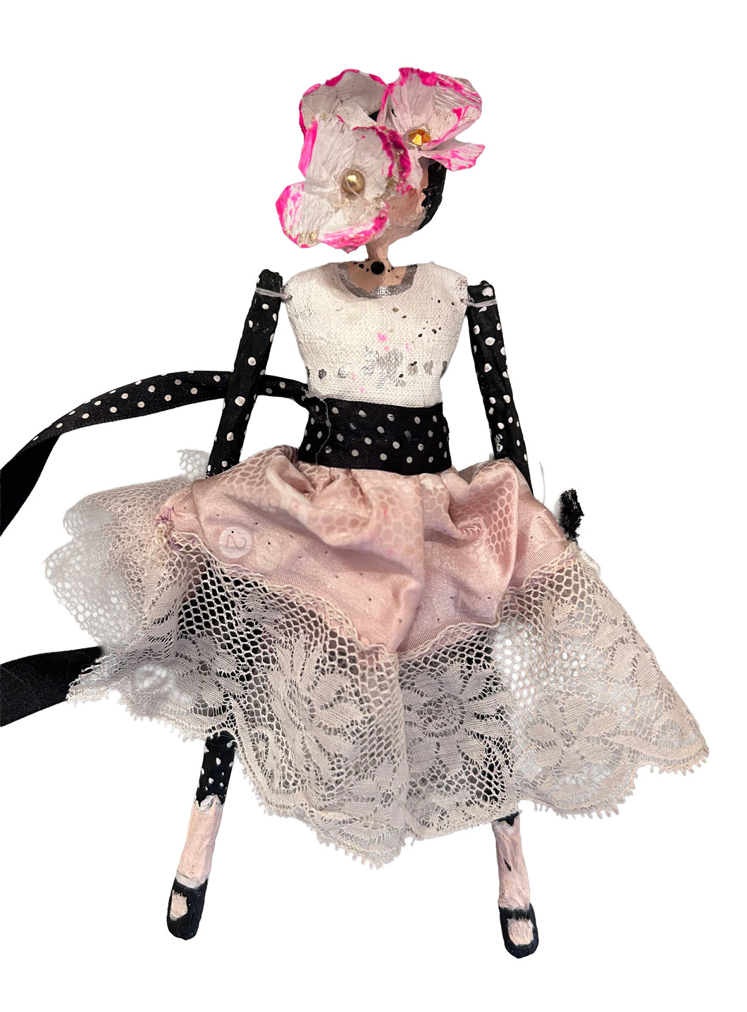 Handmade Paper Doll in a Glass dome