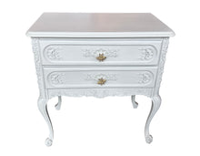 French Style 2-Drawer Chest – White with Gold Bee Handl
