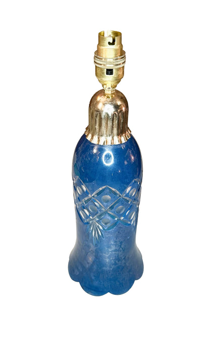 Blue Glass Diamond Cut Lamp