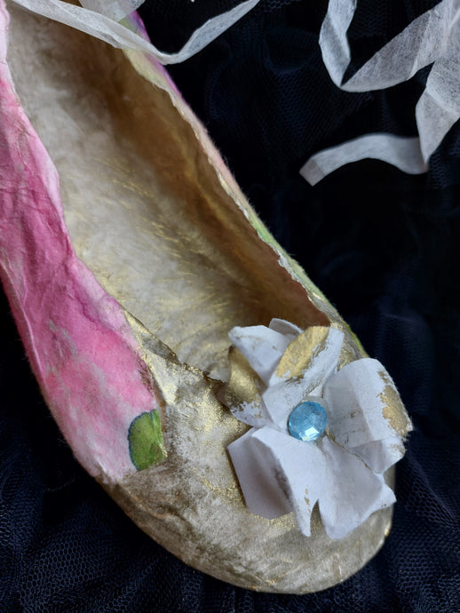 Paper shoe with Swarovski crystals